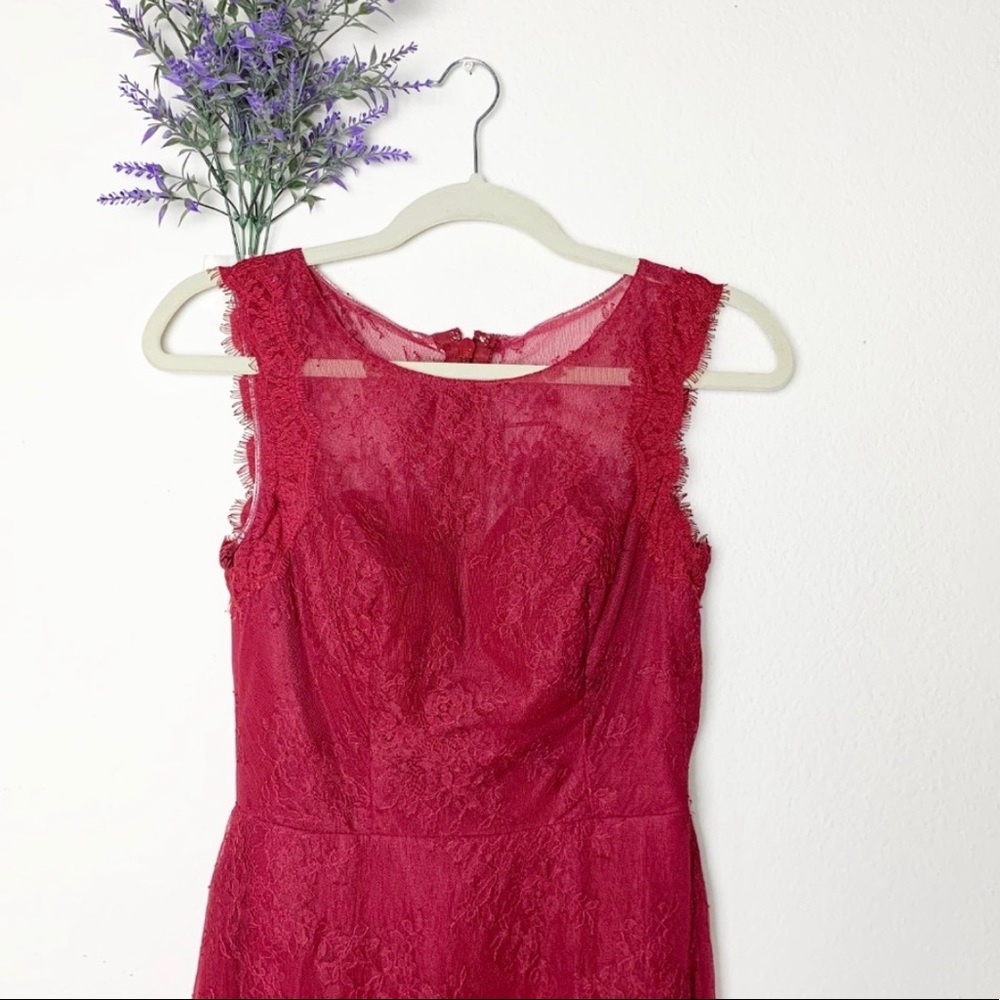 Red Azazie Sleeveless Lace Bridesmaids Dress Size2
